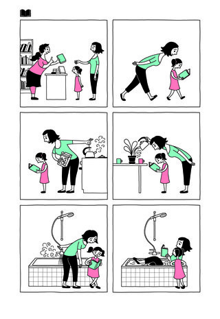 BUSCH_(c) Katharina Greve_Mutter und Tochter_Lesen Vater und Sohn