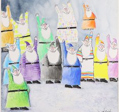 Ronald Searle: Gruß der Weihnachtsmänner, 1989
