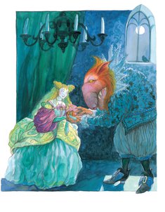 Tatjana Hauptmann: »Die Schöne und das Tier«. Aus: Das große Märchenbuch, herausgegeben von Christian Strich und mit Illustrationen von Tatjana Hauptmann