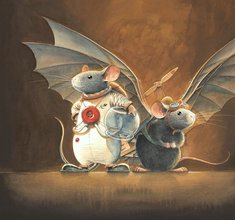 Die beiden abenteuerlustigen Mäuse Armstrong und Lindbergh/Mauseschuber Kunstdruck.