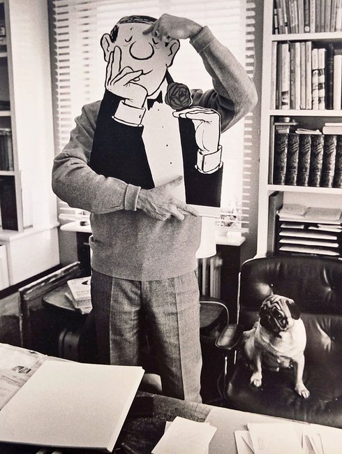 MUSEUM Wilhelm BUSCH_Loriot_Loriot mit Mops_o. J. (c) Studio Loriot, Frankfurt Main