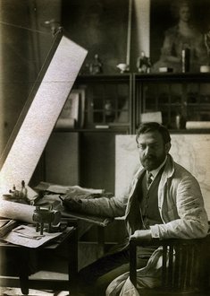 Emil Orlik in seinem Berliner Atelier, 1909