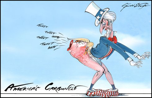 Gerald Scarfe: «Trump Uncle Sam backside»