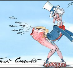 Gerald Scarfe: «Trump Uncle Sam backside»