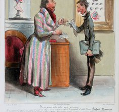 Honoré Daumier: Tu vas porter cette note aux journaux (Caricaturana No. 66), 1835
