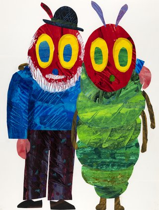 Eric Carle, Selbstporträt mit »Die kleine Raupe Nimmersatt«